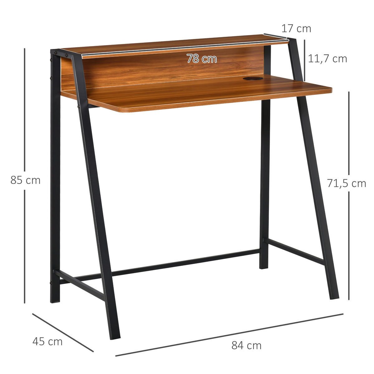 Bureau compact en MDF, coloris noyer