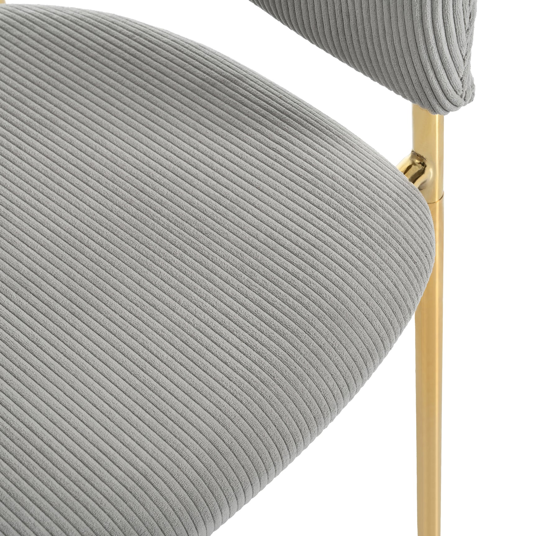 Set von 2 modernen grauen Stühlen mit gehacktem Stoff mit geneigten Holz- und Metallfüßen, ergonomischen Rückenlehnen und verstellbaren Füßen