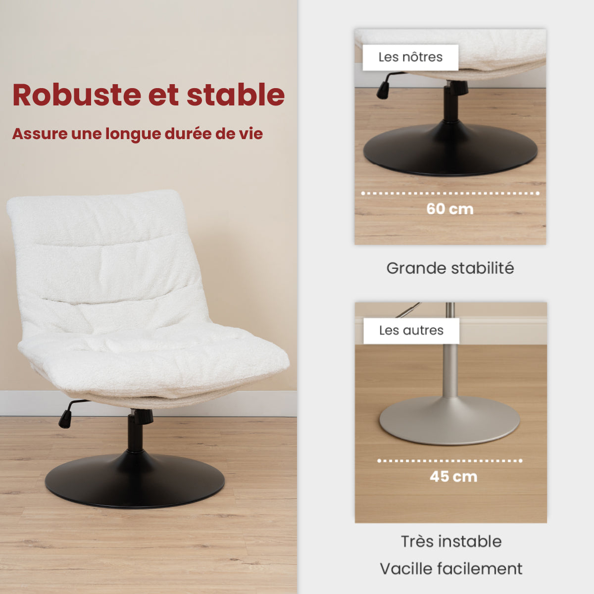 Recretion Stuhl Verstellbare Stoffschafe Locken 360 ° - Lambery