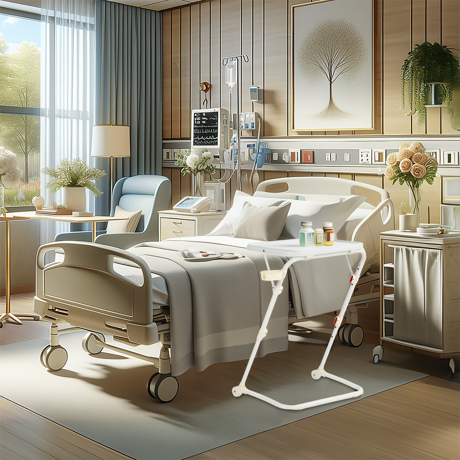 Table d’appoint pliable pour ordinateur portable, bout de canapé réglable en hauteur avec plateau inclinable et porte-gobelet - BASELINE