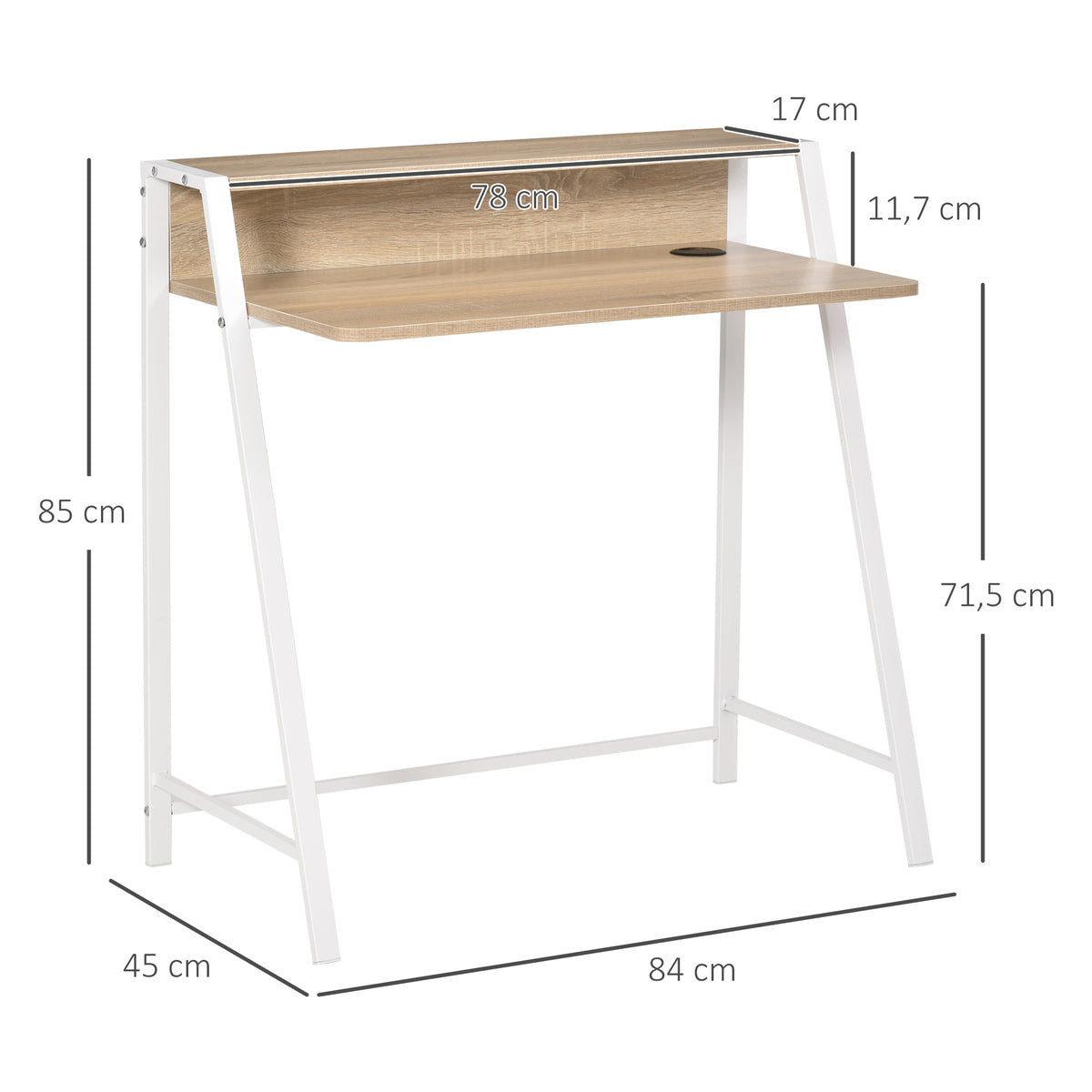 Bureau compact en MDF, coloris chêne clair