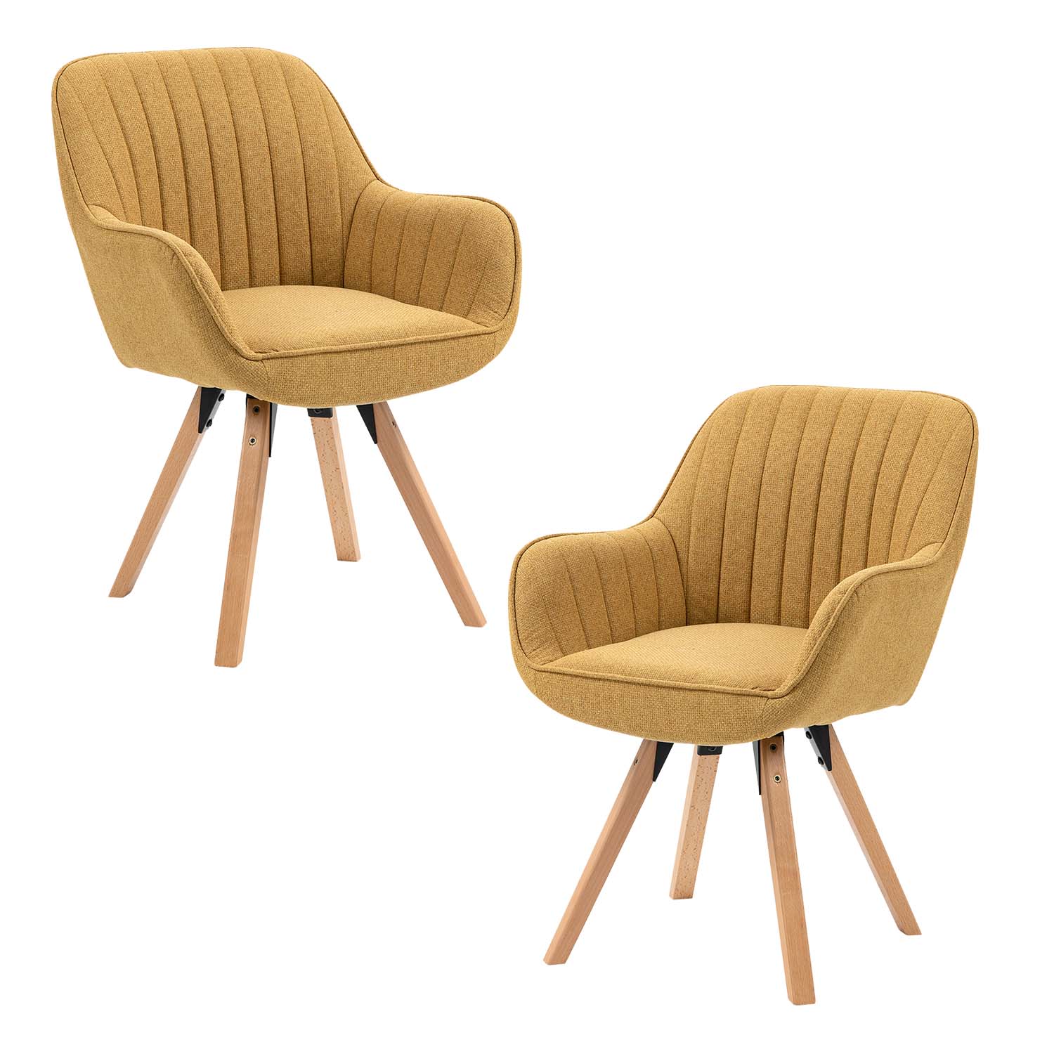 Set mit 2 bequemen Esszimmerstühlen aus gelbem Stoff, um 360° drehbar – CARSON FABRIC YELLOW 2STK