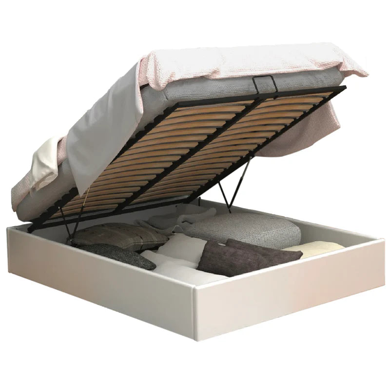 2 -seerer Brustbett (160x200) mit Lattes Box Spring im skandinavischen Stil in weißem Nachahmungsleder - Majestät