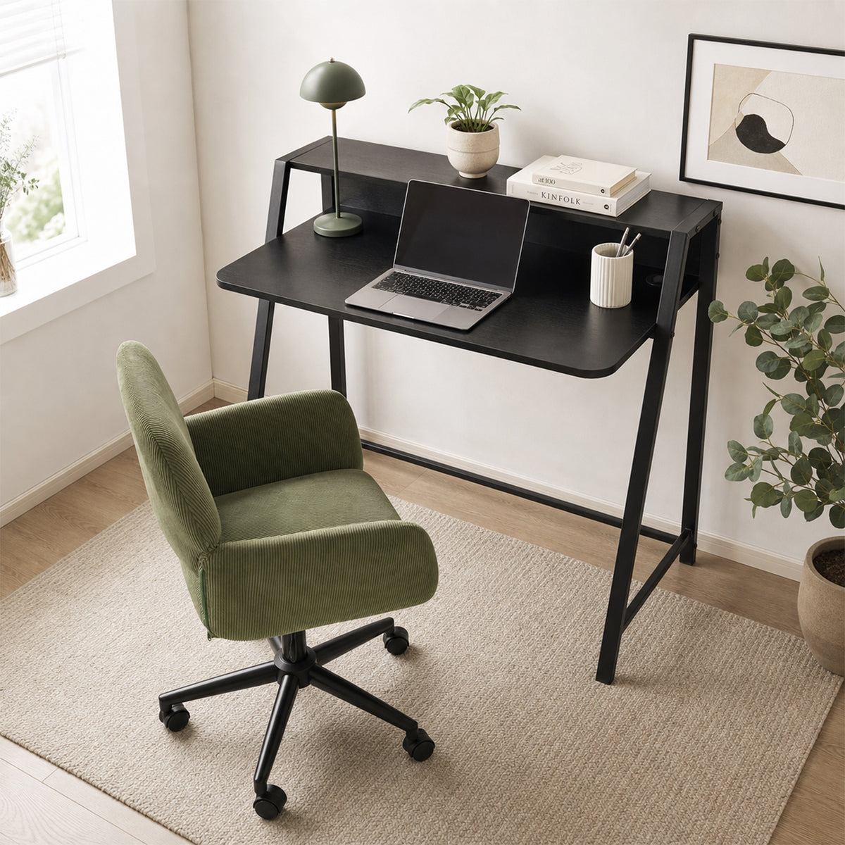 Bureau compact en MDF, coloris noir