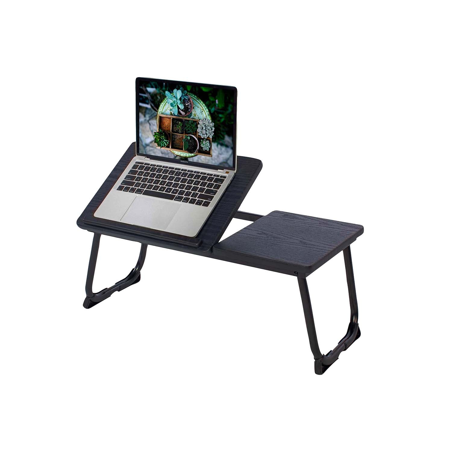 Table de lit/Support ordinateur pc pliable en bois et métal noir - MAMIE