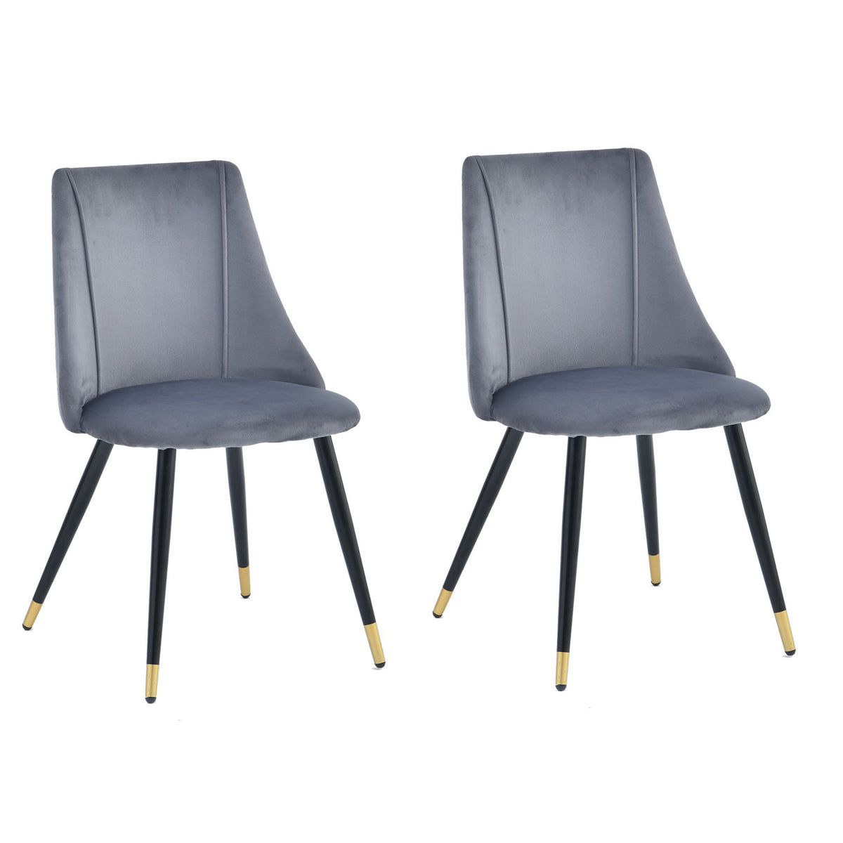 SET 2 Sedie scandinave con gambe in metallo nero e sedile grigio