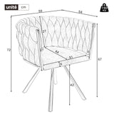 Set aus 4 Esszimmerstühlen im Industriestil mit geflochtener Rückenlehne aus beigem Stoff – MILIANA