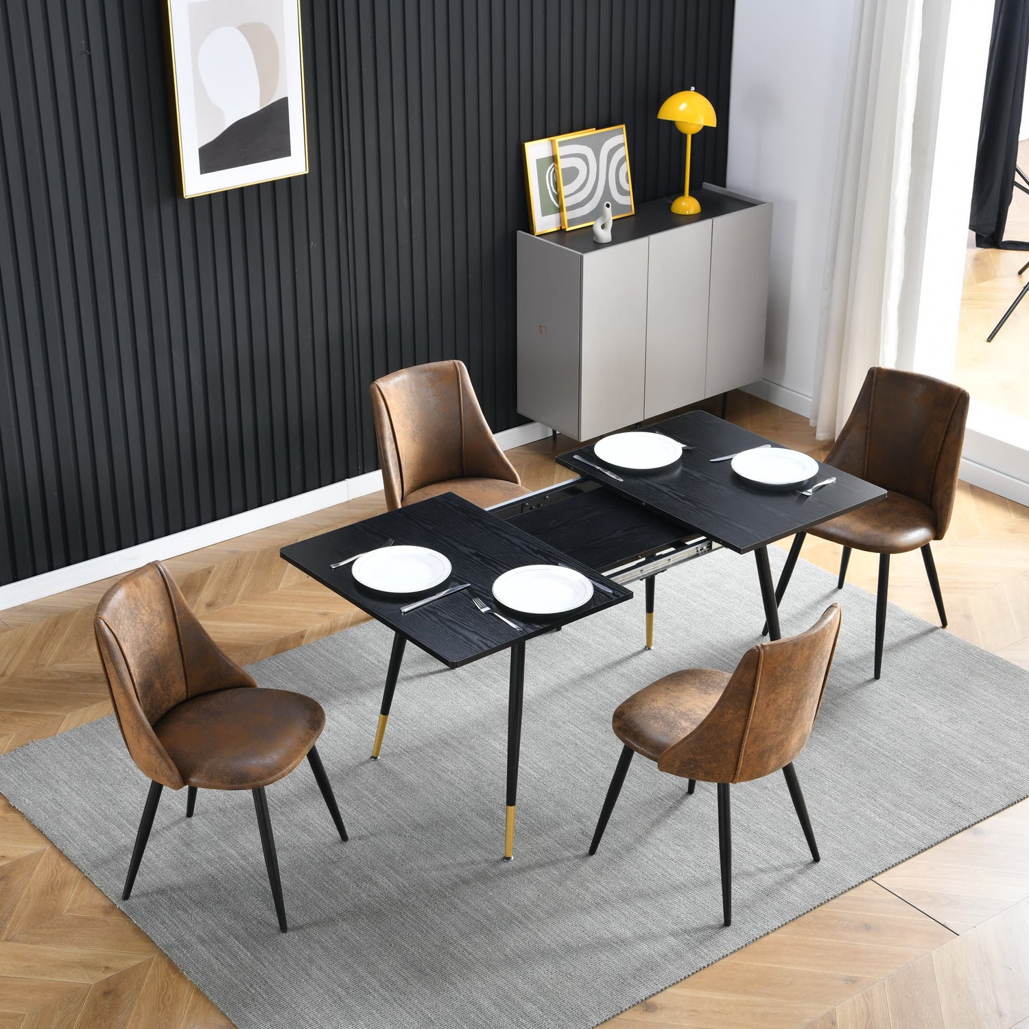 Lot de 4 chaises de salle à manger industrielles en suédine - SMEG