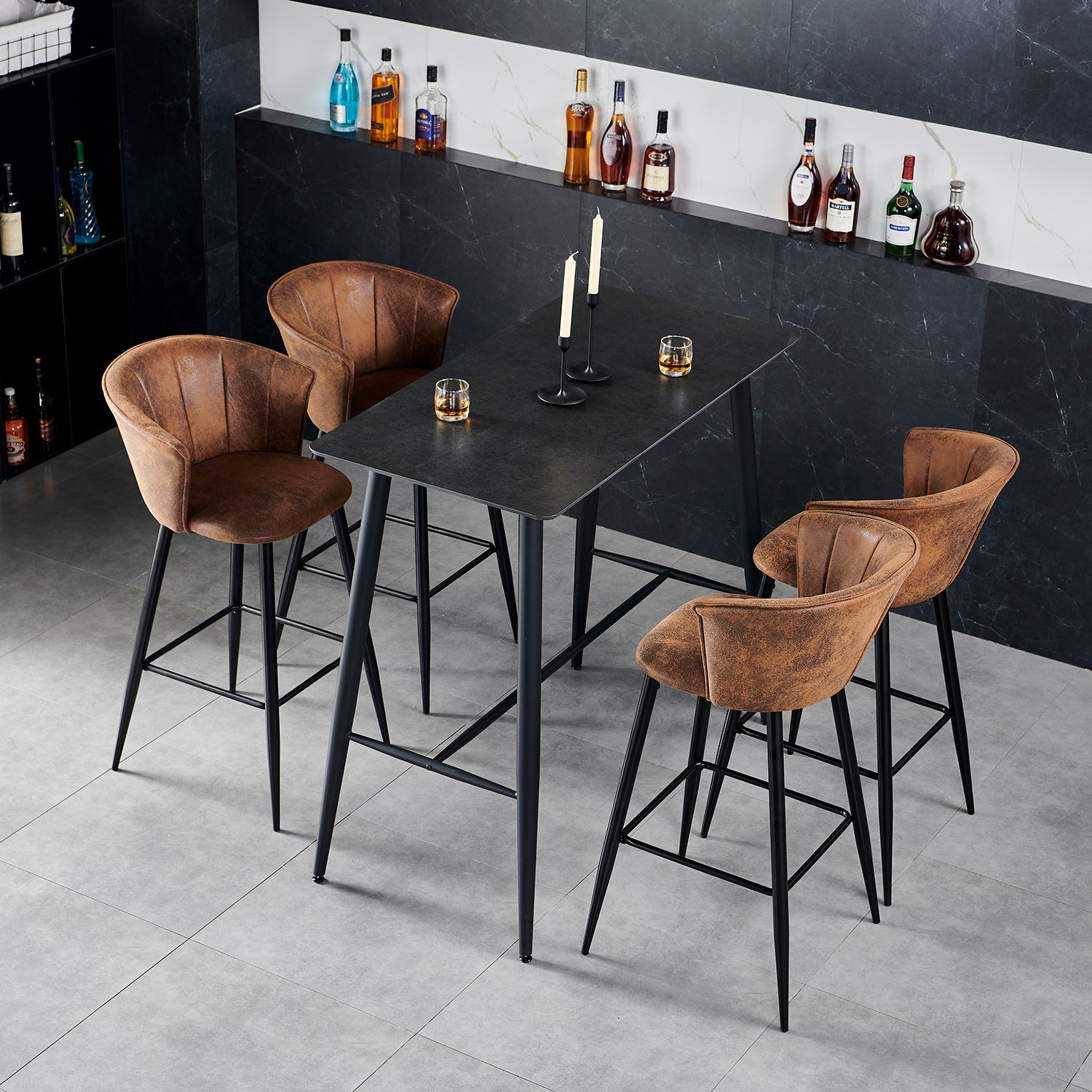 Set von 4 Industrial Bar Stools mit Armlehnen und Schwedendatei - Dononic Bar