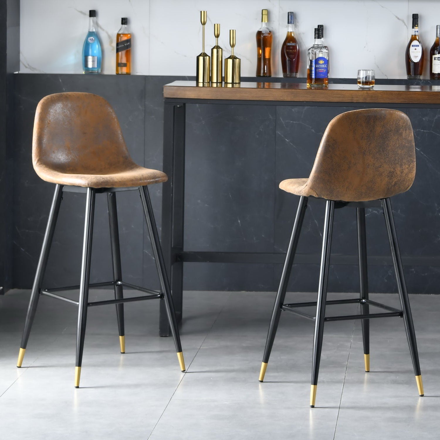 Set von 4 Industrial Bar Stools mit schwedischem Dossier - Charlton Bar