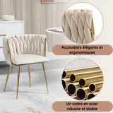 Set aus 4 Esszimmerstühlen im Industriestil mit geflochtener Rückenlehne aus beigem Stoff – MILIANA