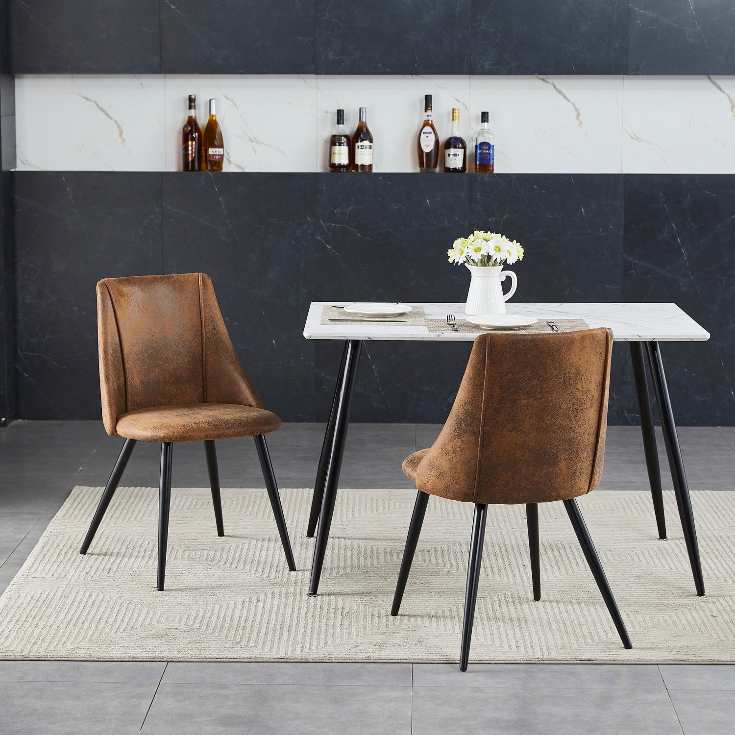 Lot de 2 chaises de salle à manger industrielles en suédine - SMEG