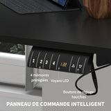 Table de bureau électrique réglable en hauteur 140x70x72-116 cm Steh-Sitz Schreibtisch avec anti-collision, stockage et cadre en acier noir