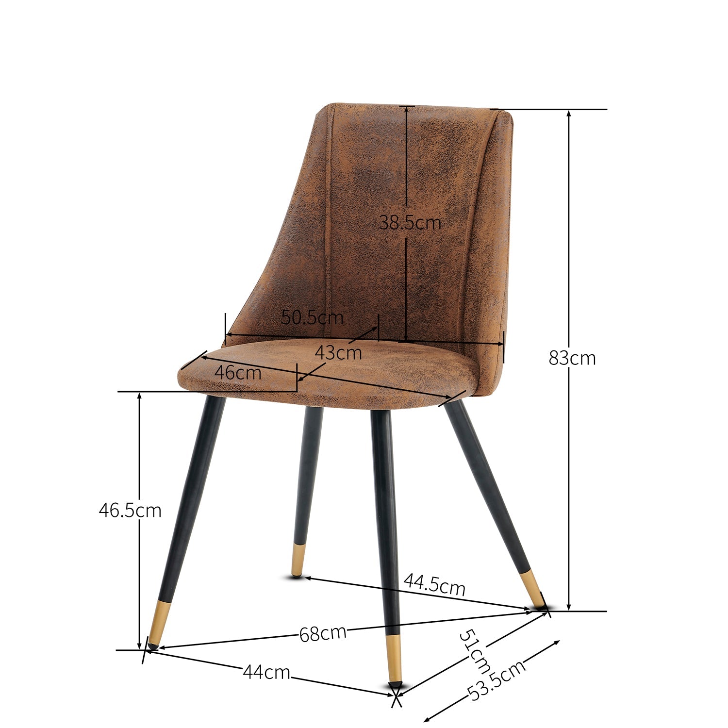 Lot de 6 chaises de salle à manger industrielles en suédine - SMEG