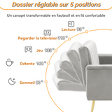 Sofa-lit pliant moderne en velours 183x76x75 cm – Réglable en 5 angles, pieds métalliques, idéal pour salon et chambre d’invités