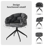 2 moderne Esstühle drehen in beige Stoff mit Armlehnen - Kalb