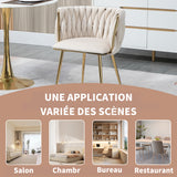 Set aus 4 Esszimmerstühlen im Industriestil mit geflochtener Rückenlehne aus beigem Stoff – MILIANA