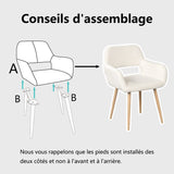 Lot de 2 fauteuils de salle à manger scandinaves avec accoudoirs en tissu mouton bouclette beige - CROMWELL
