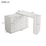 Bureau d'angle pivotant en L blanc de 110 cm, avec 3 placards de rangement, portes à fermeture douce et étagères réglables, idéal pour un bureau ou un studio de beauté