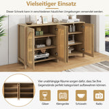 Moderne minimalistische natürliche Holzbuffet mit 4 Handetüren und Metallgriffen