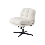 Fauteuil lounge pivotant et réglable en velours côtelé blanc - ALINTONEX