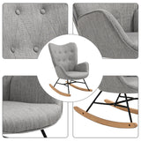 Fauteuil à bascule allaitement scandinave avec accoudoirs en tissu gris capitonné - EPPING