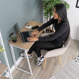 Bureau/table d'ordinateur industriel pliant en bois de chêne et en métal blanc - ASCOLI