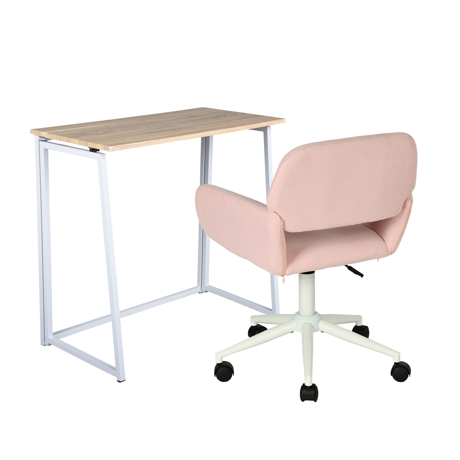 Set di desktop pieghevole e sedia da ufficio in velluto rosa - Ascoli & Ross