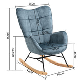 Scandinavian breastfeeding armchair with blue velvet armrests with stitching - kelan
