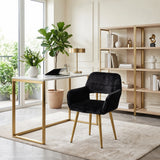 Scandinavian dining chair with black fabric armrests - CROMWELL BLACK Ⅰ