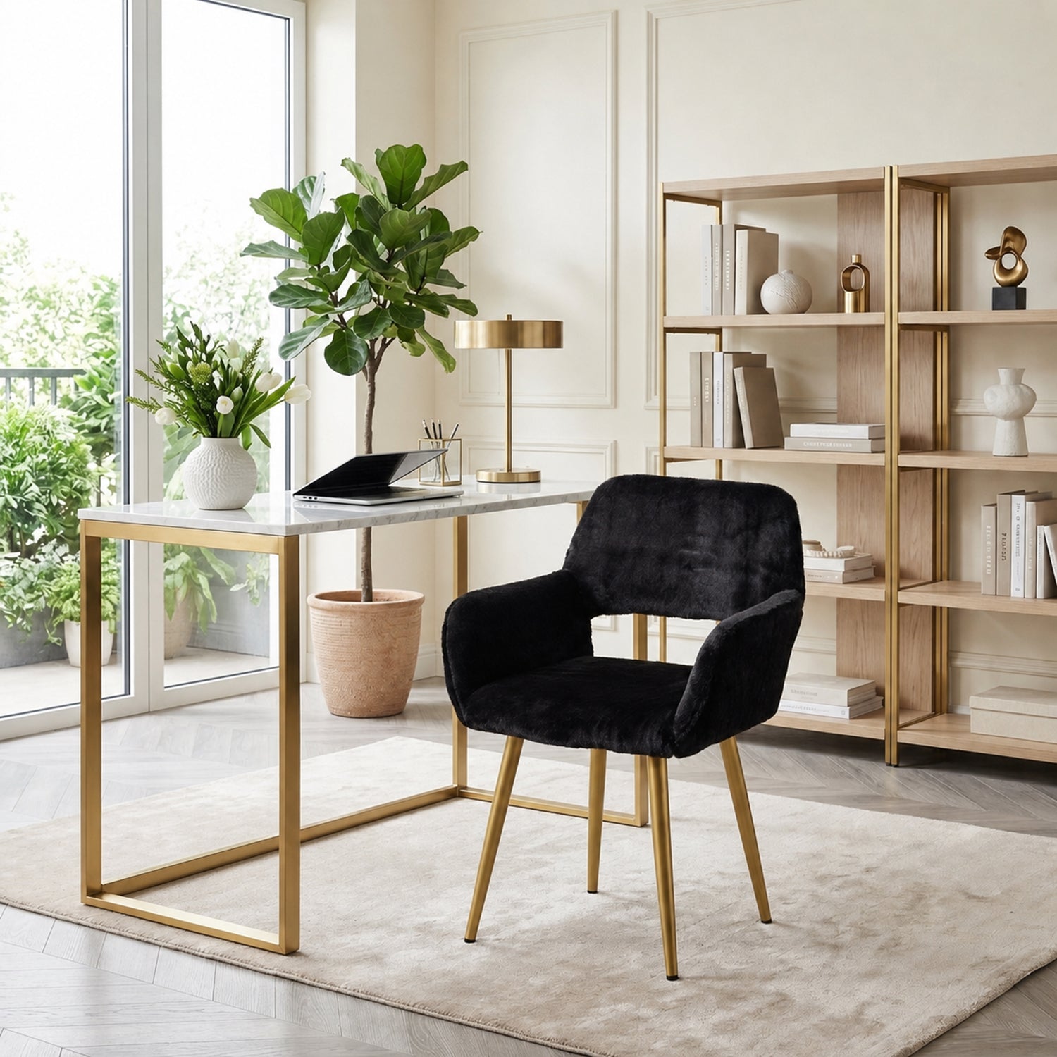 Scandinavian dining chair with black fabric armrests - CROMWELL BLACK Ⅰ