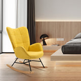 Poltrona scandinava che allatta al seno con bracciale in tessuto giallo con cuciture - Kelan