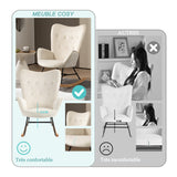 Fauteuil à bascule allaitement scandinave confortable en velours beige capitonné - EPPING