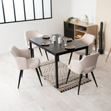 Round Table Table Table Table Timber Ø80 cm with 4 black velvet chairs, modern and comfortable style