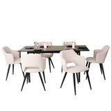 Round Table Table Table Table Timber Ø80 cm with 4 black velvet chairs, modern and comfortable style