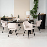 Round Table Table Table Table Timber Ø80 cm with 4 black velvet chairs, modern and comfortable style