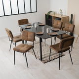 Round Table Table Table Table Timber Ø80 cm with 4 black velvet chairs, modern and comfortable style