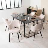 Round Table Table Table Table Timber Ø80 cm with 4 black velvet chairs, modern and comfortable style