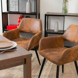 Set of 2 industrial dining chairs with suede armrests - Cromwell