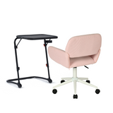 Insieme al tavolo extra nero pieghevole e sedia da ufficio in velluto rosa - Baseline & Ross