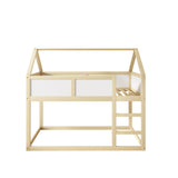 Mezzanine -Bett für Kinder 90x200 cm in massivem Holz mit Skala, Designkabine und natürlichen Holz Finish