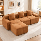Canapé d’angle modulaire orange 3 places avec pouf