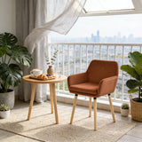 Lot de 2 chaises de salle à manger de style scandinave avec pieds en bois et accoudoirs en velours côtelé rouge - ELIA