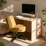 Drehbarer, verstellbarer Freizeitsessel mit Armlehnen aus beigem Cord – DUROTHIL