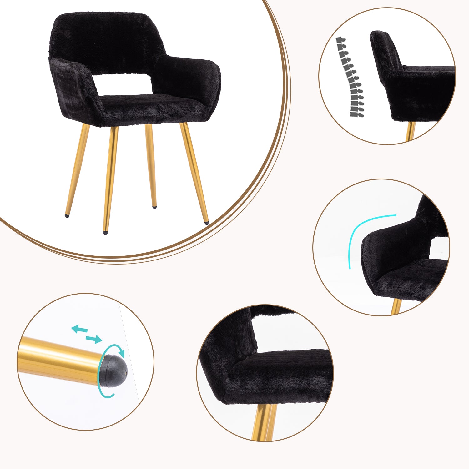 Scandinavian dining chair with black fabric armrests - CROMWELL BLACK Ⅰ