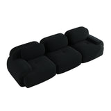 2-Sitzer-Schlafsofa aus dunkelgrauem Stoff mit Seitentaschen, modernes Schlafsofa
