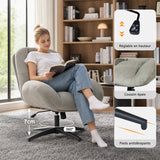 Fauteuil de bureau pivotant scandinave avec accoudoirs en velours côtelé, réglable, gris - LITHOPS FIX
