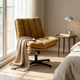 Drehbarer, verstellbarer Freizeitsessel mit Armlehnen aus beigem Cord – DUROTHIL