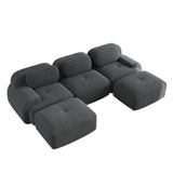 2-Sitzer-Schlafsofa aus dunkelgrauem Stoff mit Seitentaschen, modernes Schlafsofa