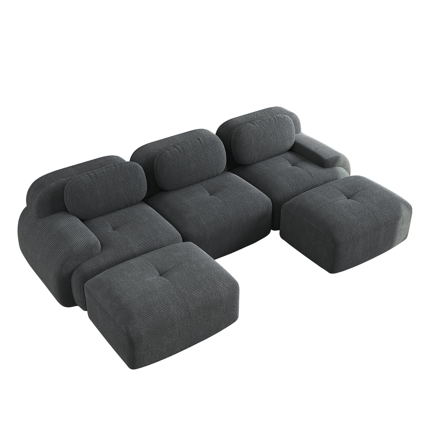 2-Sitzer-Schlafsofa aus dunkelgrauem Stoff mit Seitentaschen, modernes Schlafsofa